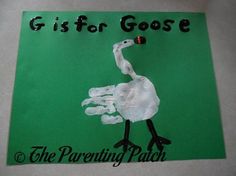 a paper plate with a handprinted bird on it and the words giraffe goose