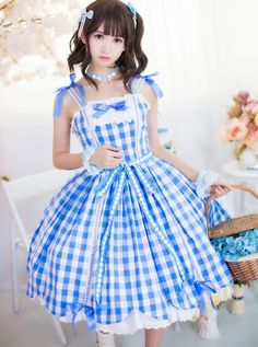 Buy Pure Cotton Plaid Sweet Lolita Sling Dress on Lolitain.com. Choose your perfect classic lolita dress, gothic lolita dress, and more. Regular discounts up to 50% off. Kawaii Summer Dress For Costume Party, Summer Kawaii Dresses For Costume Party, Harajuku Style Dress For Summer Costume Party, Harajuku Style Summer Dress For Costume Party, Harajuku Style Sleeveless Cosplay Dress, Fairy Kei Dress For Summer Cosplay, Harajuku Style Sleeveless Costume Dress, Summer Fairy Kei Cosplay Dress, Fairy Kei Cosplay Dresses For Summer