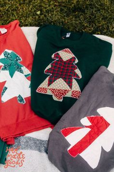 Our quilted patchwork Christmas tree sweatshirts are perfect for moms, teachers... any woman this holiday season!! Follow along for more handmade clothes and outfit ideas, then shop at www.HanMadeGoods.com! Patchwork Christmas, Quilted Patchwork, Winter Clothes, Embroidered Sweatshirts, Winter Sweaters, Winter Outfit, Handmade Clothes