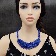 Deep Blue Handmade Beaded Boho Air Necklace Elegant Seed Bead Rope Necklace - Etsy Blue Bohemian Beaded Chain Necklace, Handwoven Blue Beaded Necklaces, Unique Blue Handwoven Beaded Necklaces, Bohemian Blue Chain Necklace, Unique Handwoven Blue Beaded Necklace, Beaded Rope, Rope Necklace, Deep Blue, Mother’s Day