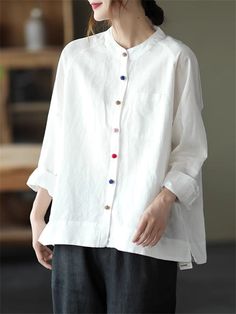 Description Product ID: TP2051674 Material: Linen Pattern: Solid Closure: Button Sleeve: Long Sleeve Season: Spring, Autumn Style: Fashion, Casual Occasion: Daily, Campus, Holiday Package included: 1 * Shirt Size Chart (Asian Size): Please allow 1-3 cm measured error. Size Length Chest Sleeve Length M 58cm - 65cm | 22.8'' - 25.6 in 104cm | 40.9 in 63cm | 24.8 in L 59cm - 66cm | 23.2'' - 26.0 in 108cm | 42.5 in 64cm | 25.2 in XL 60cm - 67cm | 23.6'' - 26.4 in 112cm | 44.1 in 65cm | 25.6 in XXL 61 Linen Pattern, Button Long Sleeve, Autumn Style, Women's Casual, Season Spring, Long Sleeve Shirt, Fashion Casual, Style Fashion, Sleeve Shirt