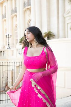 hot pink mirror work lehenga choli design Mirror Work Lehenga Choli, Mirror Lehenga, Mirror Work Lehenga, Lehenga Choli Designs, Lehenga Design, Party Wear Lehenga Choli, Work Lehenga, Lehenga Online, Choli Designs