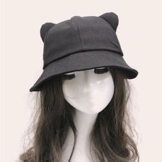 Ear Decor Bucket Hat Cute Bucket Hat, Cat Flats, Bucket Hat Style, Black Bucket Hat, Black Bucket, Bucket Hat Black, Fall Hats, Cat Ear, Hat Women