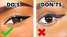 Wing Eyeliner For Hooded Eyes, Wing Eyeliner For Beginners, Eye Lining For Beginners, Winged Eyeliner Hacks, Tightlining Eyes, Winged Eyeliner Tricks, Uneven Eyes, Eyeliner Techniques, Eyeliner For Hooded Eyes