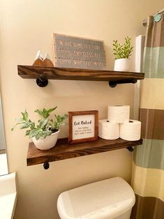 This floating shelf is the perfect addition to your home décorThese shelves work great on any wall in your homeUse in your bathroom over a toiletdisplay your favorite beverages in your kitchenuse as an entry way shelf over a tableor any wall to display your home décorEach piece of wood is hand cut from quality pine woodsandedand stained to your stain selection*Shelf depth is 7.25 inchesThis listing includesOne shelf of your size selectiontwo pipe brackets and mounting hardwareincluding drywall Shelves Above Toilet, Shelf Farmhouse, Shelves Over Toilet, Bathroom Shelves Over Toilet, Rustic Bathroom Shelves, Farmhouse Shelf, Bathroom Shelf Decor, Floating Shelves Bathroom