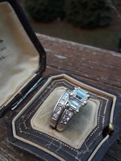 Absolutely Stunning 14k White Gold, Approximately 3ct Emerald Cut and Princes Vut Diamond Wedding Set... 2 rings, Wedding Ring and Engagement Ring Attached.. Center Emerald Cut Diamond is Approximately 6.75mm x 4.75mm, (about 1ct), I put 0.75ct .... Smaller Emerald cut Diamonds are Approximately 5.50mm x 3.50mm, which Approximately 0.45ct Each. SI, GH... Wedding band is 1ct Approximately. My Estimate is 3ct total I can get Professional Appraisal for $100 extra. It's my Estimate, all Approximatel Timeless Gia Certified Princess Cut Wedding Ring, Anniversary Platinum Radiant Cut Ring, Anniversary Platinum Wedding Ring Radiant Cut, Dazzling Baguette Cut Rings For Anniversary, Platinum Radiant Cut Ring For Anniversary, Platinum Radiant Cut Anniversary Ring, Wedding Jewelry In Platinum With Emerald Cut, Wedding Jewelry Platinum With Emerald Cut, Wedding Jewelry With Emerald Cut Platinum