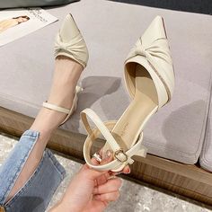 Tavimart New Women Heels Fashion Butterfly-knot Mary Janes Shoes Trend Korean Style Casual Shoes Comfortable Pointed Toe Heels Women Beige Pointed Toe Sandals With Wrapped Heel, Beige Round Toe Sandals With Bow, Beige Open Toe Heels With Bow, Beige Pointed Toe Heels With Bow, Beige Closed Toe Heels With Bow, Cream Closed Toe Heels With Bow, Beige Slingback Pumps With Wrapped Heel, Beige Closed Toe Heels With Wrapped Heel, Cream Sandals With Wrapped Heel And Pointed Toe