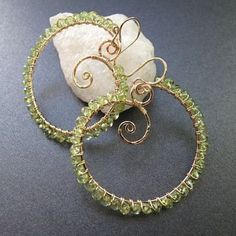 Luxe Bijoux 9 Hammered swirls wrapped with by CalicoJunoJewelry, $112.00 Elegant Spiral Wire Wrapped Hoop Earrings, Elegant Spiral Wire Wrapped Jewelry, Elegant Spiral Hand Wrapped Jewelry, Elegant Hand Wrapped 14k Gold Filled Earrings, Elegant Green Spiral Jewelry, Juno, Bronx, Infinity Bracelet, Gemstone Earrings