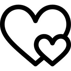 two hearts in the shape of a heart, black and white icon on a white background