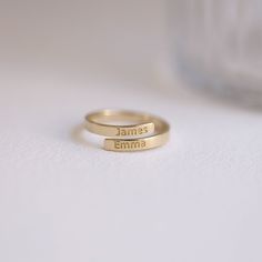 Name Ring, Initial Ring, Personalized Ring, Bypass Ring, Flat Twist Ring Band, Personalized Engraving Flat Ring, Wedding Ring, 14k Gold Ring ≫ Product Details ◈ Handmade / Handcrafted Fine Jewelry ◈ Ring Width: 2.40mm ◈ Thickness: 1.3 mm ◈ Metal: Solid 14K Gold ◈ Gold Color: White gold, Rose gold, Yellow gold ≫ Please read our FAQ below for more detail. Engraved Stackable Open Band Ring, 14k Gold Stackable Engraved Toe Ring, Adjustable 14k Gold Engraved Open Ring, Engraved Gold Rings For Marriage, Engraved Yellow Gold Stackable Open Rings, Stackable Bypass Ring For Anniversary, Anniversary Stackable Open Bypass Ring, Stackable Open Bypass Ring For Anniversary, 14k Gold Engraved Toe Ring For Wedding