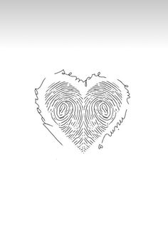 two fingerprints in the shape of a heart on a white background with text that reads, i love you