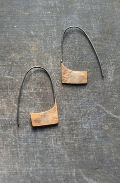 Brass and silver earrings oxidized brass mixed metal | Etsy Handmade Brass Jewelry, Brass Jewellery Handmade, Metal Jewellery, Geometric Hoop Earrings, Mixed Metal Earrings, Contemporary Earrings, Oxidized Brass, Mixed Metal Jewelry, Artisan Earrings