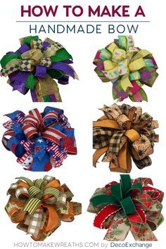 how to make a handmade bow with ribbon and bows on the front, in different colors