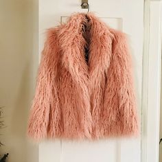 Ooak. Brand New Handmade Faux Fur Coat With Collar And Brocade Lining Made By Me. Secret Pocket Perfect For A Phone. Hook And Eye Closure. Mid Length. Sits Slightly Below Hips. Fits: Size 4-6 (Not Stretchy) Bust: 34”-36” C-D Pink Faux Fur Outerwear For Fall, Pink Spring Outerwear With Faux Fur Lining, Chic Pink Fur Coat For Fall, Pink Spring Outerwear With Faux Fur Trim, Pink Faux Fur Lined Spring Outerwear, Pink Faux Fur Outerwear With Fur Trim, 1970s Fur Coat, Pink Faux Fur Coat Mink, Mink-colored Faux Fur Coat For Evening