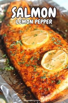 Salmon Lemon Pepper Lemon Pepper Salmon Recipes, Salmon With Peppers And Onions, Salmon In Roasted Red Pepper Sauce, Lemon Pepper Fish Baked, Baked Salmon Lemon Pepper, Baked Salmon Lemon, Lemon Pepper Salmon