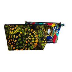 Handmade Accessory Pouch that comes in two different patterns. This African Print bag can be used  for keeping small items stored safely together. Makes a great makeup bag, cosmetics bag , toiletry bag , pencil bag or anything else that you like to use for. Made using Cotton African print fabric ,fully lined inside and closes using a zipper.     Measures appropriately  12 inches x 7 inches x 3 inches  Hand wash or machine wash cold and air dry. Unique gift to your loved ones or yourself Green Rectangular Case Bag With Zipper Pouch, Rectangular Zipper Pouch Cosmetic Bag For Daily Use, Green Zipper Travel Pouch, Multicolor Portable Cosmetic Bag As Gift, Multicolor Pouch Cosmetic Bag As Gift, Multicolor Portable Cosmetic Bag Gift, Portable Multicolor Cosmetic Bag Gift, Portable Multicolor Cosmetic Bag For Gift, Travel Pencil Case Multicolor Rectangular