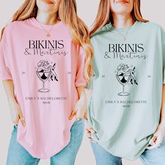 Bikini's and Martini's Bachelorette Shirts, Beach Bachelorette, Last Toast on the Coast, Coastal Bach Party, Bridesmaid Gifts, Cocktail Club Graphic Print Shirt For Bachelorette Party In Summer, Bachelorette Beach Shirts, Summer Graphic Print Shirt For Bachelorette Party, Cocktails On The Coast Bachelorette, Bachlorette Party Shirts Beach, Bachelorette Miami, Bachelorette Tshirts, Cocktail Club, Bachelorette Party Beach