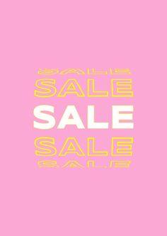 the sale sign is displayed on a pink background