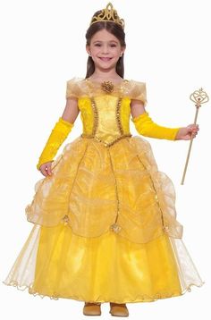 Princess Belle Costume, Princess Costumes For Girls, Princess Costume Kids, Halloween Customs, Golden Princess, Princess Halloween Costume, Belle Costume, Halloween Clothing, Princess Kids