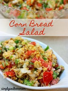 this cornbread salad is loaded with fresh vegetables and lots of flavor it's ready to be eaten