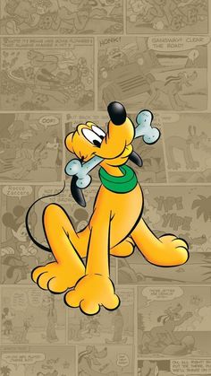 an image of a cartoon character sitting in front of comic strips on a wallpaper background