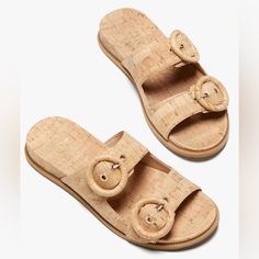 Kate Spade Rhodes Slide Sandals Nwt Color: Natural Natural Size: 7.5 B “The Market, The Park, The Beach.. Wherever You’re Off To, Slide These On And You’re Good To Go.” ( From Kate Spade) 80% Natural Cork, 20% Polyester Lining: 100% Sheep Leather 1.75” Midsole Round Toe Slip On Elegant Luxury Kate Spade Sandals, Chic Cork Sandals With Open Toe, Chic Cork Sandals With Round Toe, Kate Spade Leather Beach Sandals, Kate Spade Open Toe Sandals For Vacation, Kate Spade Leather Sandals For Beach, Kate Spade Leather Sandals For Vacation, Clear Sandals, Bow Slides