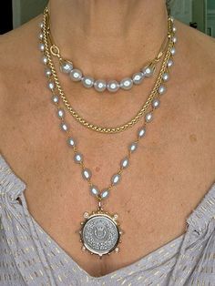 Large French Coin and Pearl Necklace – Fickle Fox Co Gold Coin Jewelry, Old Jewelry Crafts, French Coins, Silver Pearl Jewelry, Gold Coin, Coin Jewelry, Old Jewelry, Custom Jewelry Design, Pearl Chain