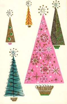 a card with christmas trees on it