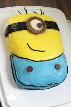 a birthday cake made to look like a minion