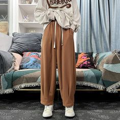 PICKUR MIND Baggy Men's Wide Pants Casual Jogging Trousers Mens Solid Color Harem Pants Korean Elastic Waist Men Woman Sweatpants Loose 3XL Chinese size M-Black Woman Sweatpants, Trousers Mens, Pants Korean, Coffee Color, Color Coffee, Pants Casual, Loose Pants, Wide Pants, Coffee Colour