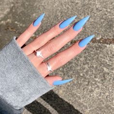 Pointy Blue Nails, Baby Blue Nails Stiletto, Pointed Acrylic Nail Designs, Light Blue Stiletto Nails, Stiletto Blue Nails, Baby Blue Stiletto Nails, Blue Nails Stiletto, Stiletto Nails Blue, Nails Ideas Stiletto