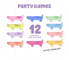 the party games are designed to look like dogs with different colors and sizes on them