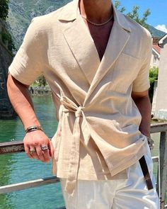 Suits Men, Linen Suit, Linen Short, Formal Suits, Fit Dress, Beach Shirts, Mode Vintage, Outfit Casual, Linen Clothes