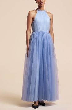 Halter Neck Gown, Hydrangea Colors, Skirt Model, Rebecca Taylor, Full Skirt, Halter Neck, Hydrangea, Evening Dress, Floor Length