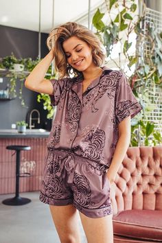 Averie Sleepwear US Vacation Sleepwear, Cute Summer Sleep Sets, Summer Patterned Sleepwear, Chic Sleepwear, Floral Print Short Sleepwear For Loungewear, Casual Printed Patterned Sleepwear, Floral Print Short Sleepwear For Pajama Party, Ladies Sleepwear, Bohemian Floral Print Sleepwear