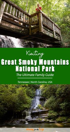 the great smoky mountains national park in tennessee with text overlay that reads, visiting great smoky