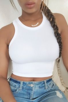 This racerback white crop top is more than basic. It's stretchy and soft, comfy enough for lounging, and stylish enough for any occasion! Fabric Content 92% Nylon 8% Spandex Plain White Crop Top, Cute Date Outfits, First Date Outfits, Outfits Retro, Summer Outfits For Moms, Date Outfit Casual, Summer Fashion Dresses, Small Crop Tops, Cute Winter Outfits