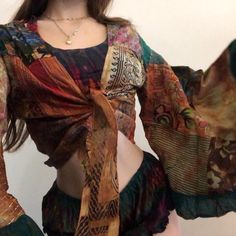 Beautiful Burgundy Patchwork 100% Cotton Bell Sleeve Wrap Top! Can Be Tied Two Different Ways Size S Ready To Ship! Hand Made So No Two Exactly The Same Bell Sleeve Wrap Top, Fairy Clothes, Earthy Outfits, Hippie Look, Hippie Outfits, Neck Crop Top, Wrap Top, Boho Tops, Concert Outfit