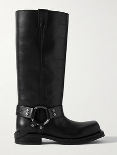 Biker boots from the 2010s are not only back in style, but also made even cooler in the hands of Acne Studios. Made from leather, this square-toe pair is decorated with a silver-tone metal O-ring and studded straps. Style them with midi skirts or tuck the legs of your jeans inside. <br><br>- By purchasing this product, you are supporting responsible leather manufacturing through <a href="https://www.leatherworkinggroup.com">Leather Working Group.</a><br>&… Acne Studios Shoes, Black Biker Boots, Porter Bag, Leather Knee Boots, Gender Fluid Fashion, High Leather Boots, Boots Knee, Biker Boots, Moto Boots