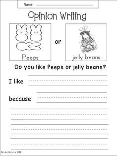 an opinion writing worksheet for kids with pictures on the page and words below it