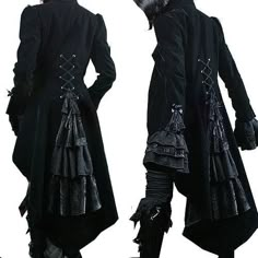 . Gothic Coat, Style Steampunk, Gothic Clothes, Gothic Outfits, Goth Outfits, Steampunk Fashion, Dark Fashion, Yohji Yamamoto