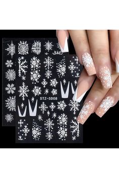 5D Stereoscopic Embossed Snowflake Christmas Nail Art Stickers White Flower Christmas Nail Decal French Manicure Design Relief Nail Art Supplies for Women DIY Acrylic Nail Decorations Manicure Tips Polish Decorations, Birds Cartoon, Decal Nail Art, Nail Decals Designs, French Top, Wedding Nail Art Design, Snowflake Sticker, Snowflake Nail Art, Gel Polish Manicure