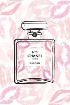 a chanel perfume bottle on a pink background