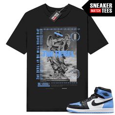 "University Blue 1s Jordan matching shirt by Sneaker Match Tees brand. Official Sneaker Match Tees shirt designed to match the Jordan 1 \"University Blue\" retro sneakers. *Sneakers are for matching purposes only, NOT included in the sale* True to size Men's shirt 100% Soft Cotton Regular Fit" Jordan 1 Outfit Mens, Jordan 1 Outfit, Blue Jordans, Sneaker Match Tees, Sneaker Tee, Tee Shirt Designs, Retro Sneakers, University Blue, Star Shirt