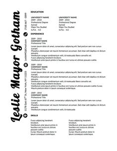 a black and white resume with the words,'let it go on'in cursive font