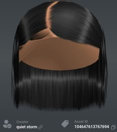 an animated image of a woman's head with long black hair and brown highlights