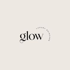 the word glow is written in black and white