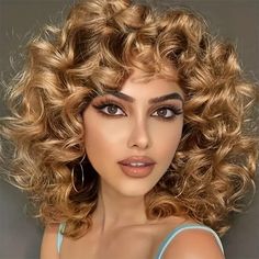 Category:Synthetic Wig; Gender:Women's; Wig Type:Natural Wigs; Occasion:Party Evening,Daily Wear,Party / Evening,Vacation,Birthday; Age Group:Adults; Color Shade:Blonde; Hair Material:Synthetic Hair; Cap Construction:Machine Made; Texture:Curly; Length:Medium Length; Features:Soft,Fluffy,Comfortable,Fashion,Easy to Carry; Heat Resistant:Yes; Listing Date:03/05/2024; Cap Circumference:; Front to Back:; Nape of Neck:; Side to Side Across Forehead:; Side to Side Over Top:; Temple to Temple Across Back:; Hairstyle:With Bangs; Can Be Permed:No Big Bangs, Curly Wigs With Bangs, Fluffy Curly Hair, Women Afro, Black Curly Wig, Wig Care, Blonde Wigs, Long Curly Wig, Cosplay Hair