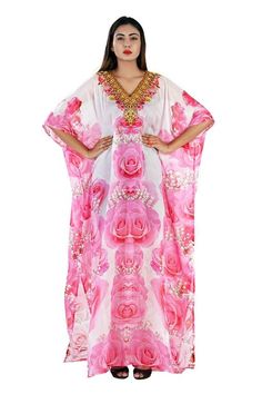 Beach kaftan Floral Print dress for woman beaded/beach wear/one piece jeweled full length kaftan/ long kaftans/luxury resort wear dressy caftan plus 313 – Silk kaftan Cruise Theme, Beach Kaftan Dress, Silk Caftan, Kaftan Gown, Kaftan For Women, Kaftan Tops, Resort Wear Beach, Dress Kaftan, Kaftan Style