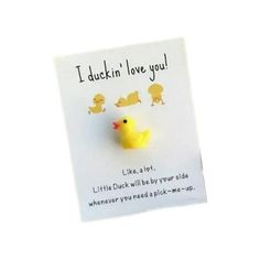 Product Description Product Name:I Duckin' Love You Duck Card Gift Product dimensions: Card: 7*9 cm / 2.75*3.54 in Duck: 1.7*1.6 cm / 0.66*0.62 in Product material: card + resin duck Product weight: about 10 grams Product color:purple duck,dark pink duck,yellow duck,white duck,emerald green duck Package Includes:I Duckin' Love You Duck Card Gift*1 PLEASE NOTE: Colors may vary due to different monitor settings. Due to manual measurement, there will be some error, which is normal. If you encounter Duck Gifts Ideas, Duck Product, Duck Card, Love Expression, Duck Yellow, Pink Duck, Gift Set For Men, Pocket Hugs, Duck Gifts